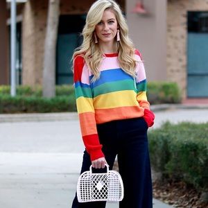 Rainbow Boho Colorful Stripe Sweater 🌈